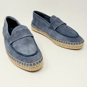 Vince Espadrille Blue Suede Loafers Flats Womens